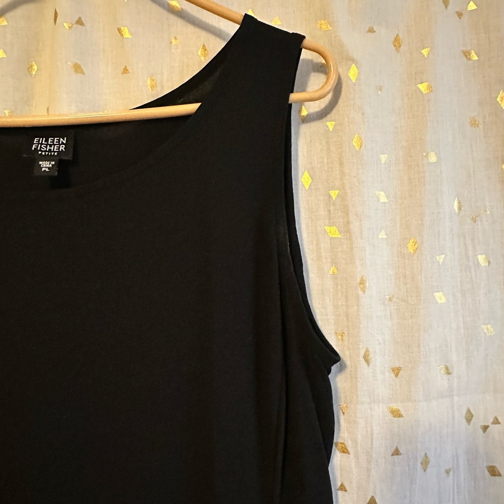 Eileen Fisher Classic Black Sleeveless Silk Dress - Picture 3 of 6